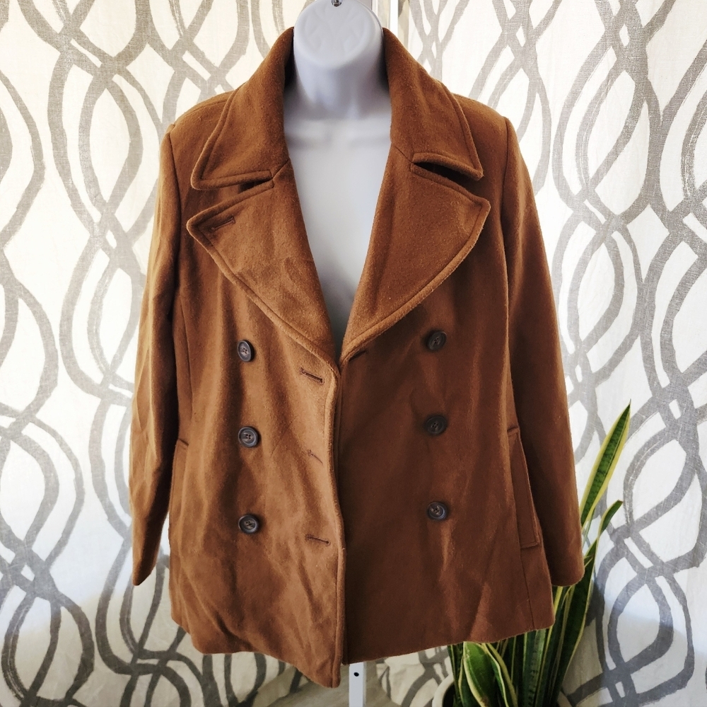 Old Navy Women's Double-Breasted Brown Coat Jacket - Picture 2 of 5